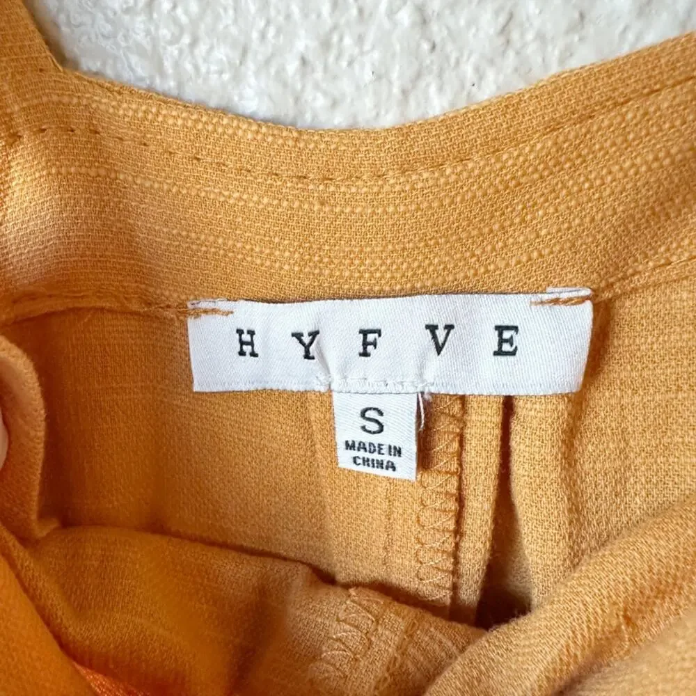 HYFVE Textured Wide Leg Overall Jumpsuit Mustard Yellow Small - Picture 6 of 10